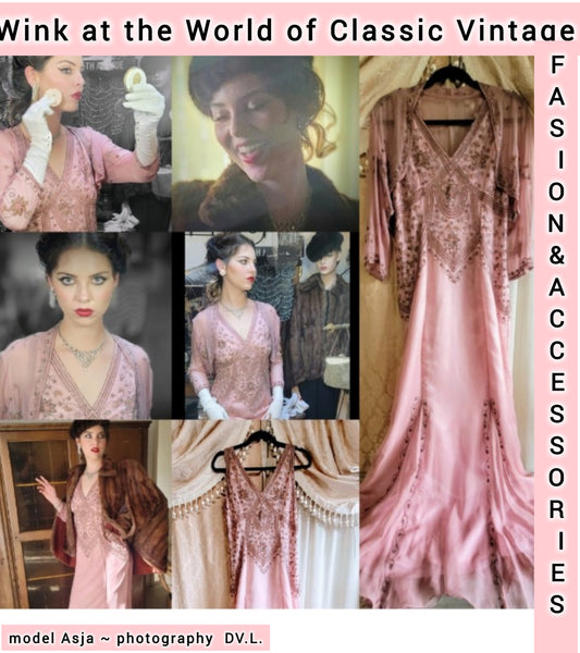Scala Silk Art Deco Gown Vintage 1980s 2 piece Dress