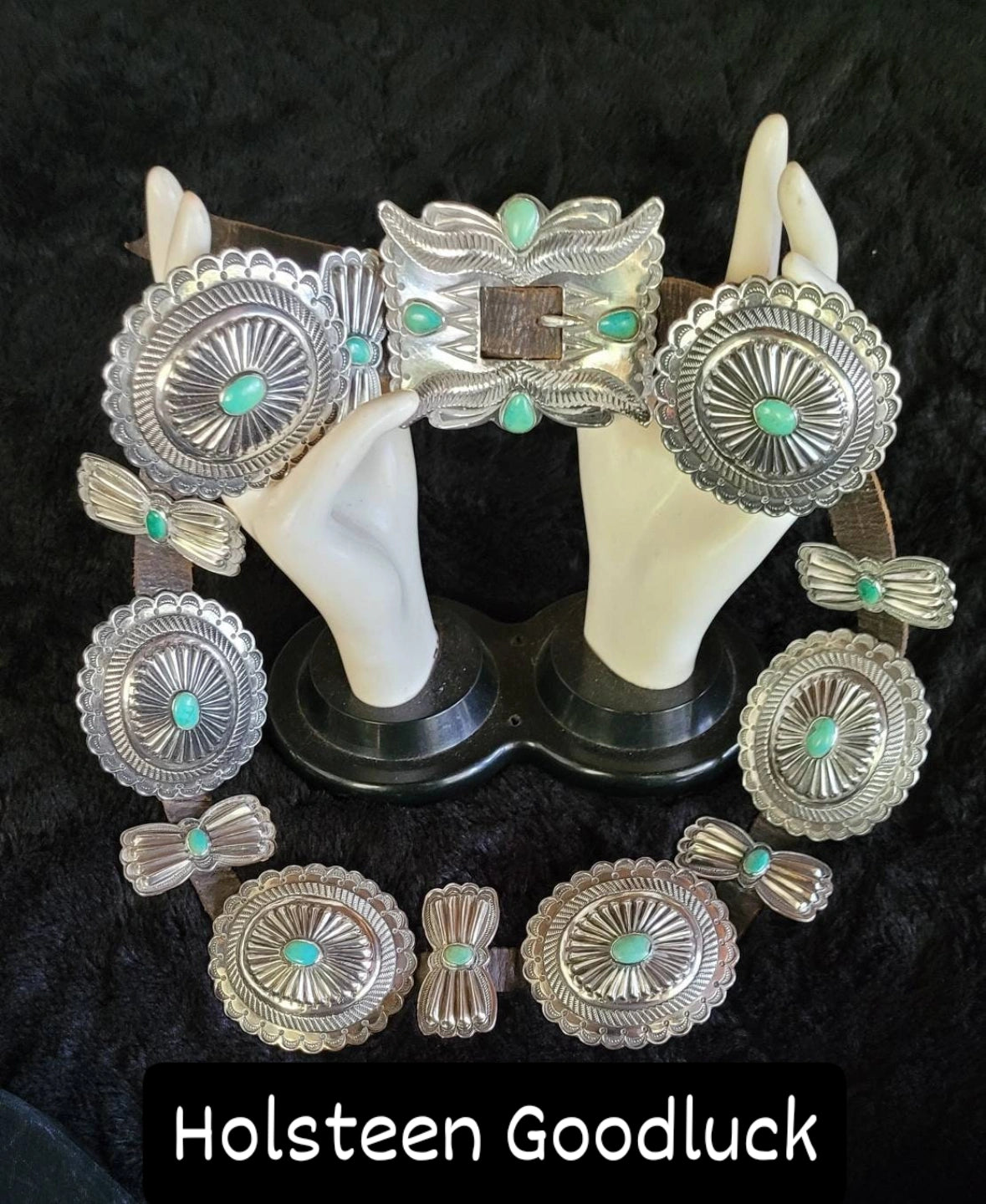 Holsteen Goodluck Silver Turquoise 1930s Belt