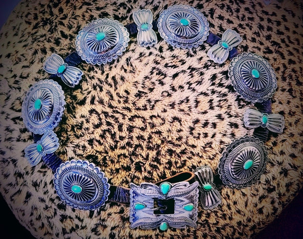 Holsteen Goodluck Silver Turquoise 1930s Belt