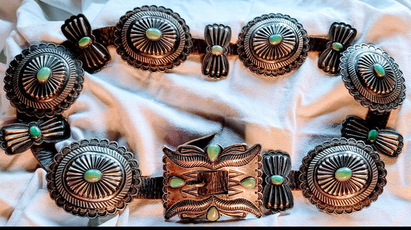 Holsteen Goodluck Silver Turquoise 1930s Belt
