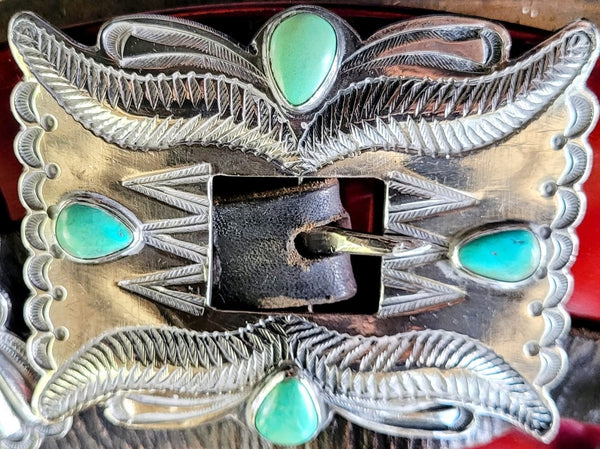 Holsteen Goodluck Silver Turquoise 1930s Belt