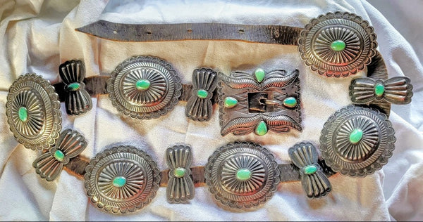 Holsteen Goodluck Silver Turquoise 1930s Belt