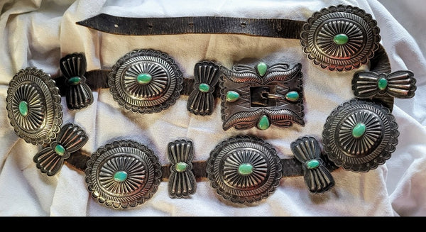 Holsteen Goodluck Silver Turquoise 1930s Belt