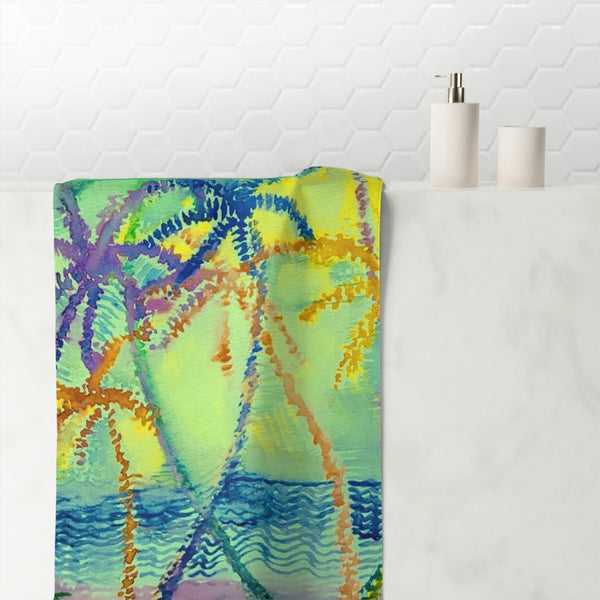 Beach Towels  Palmtrees Cool Colors  Ocean Mink Cotton  Delicious Decadant Towels Evening Palms by D.V.L