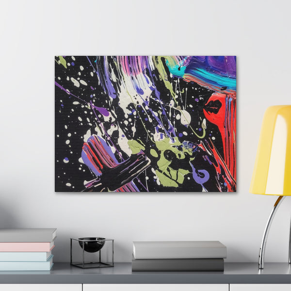 Abstract Art Deep Purple Swirl Astral Bold Color Power on Black Canvas Print