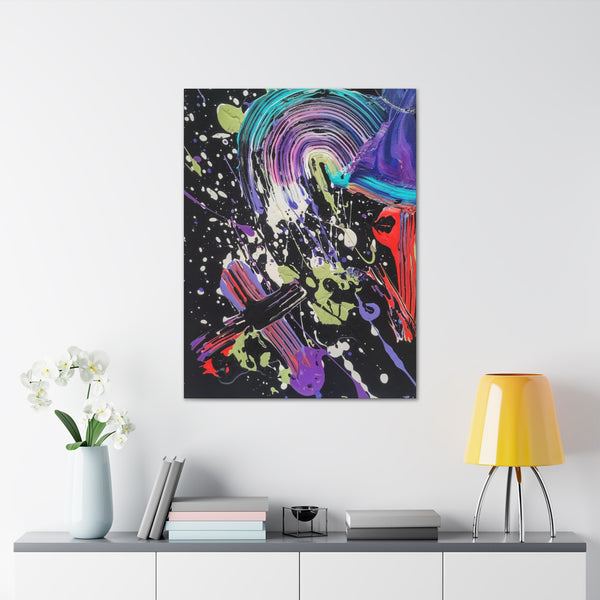 Abstract Art Deep Purple Swirl Astral Bold Color Power on Black Canvas Print