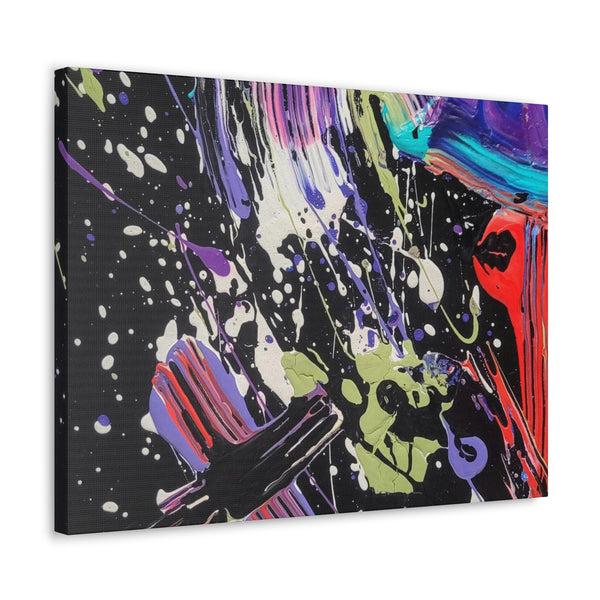 Abstract Art Deep Purple Swirl Astral Bold Color Power on Black Canvas Print