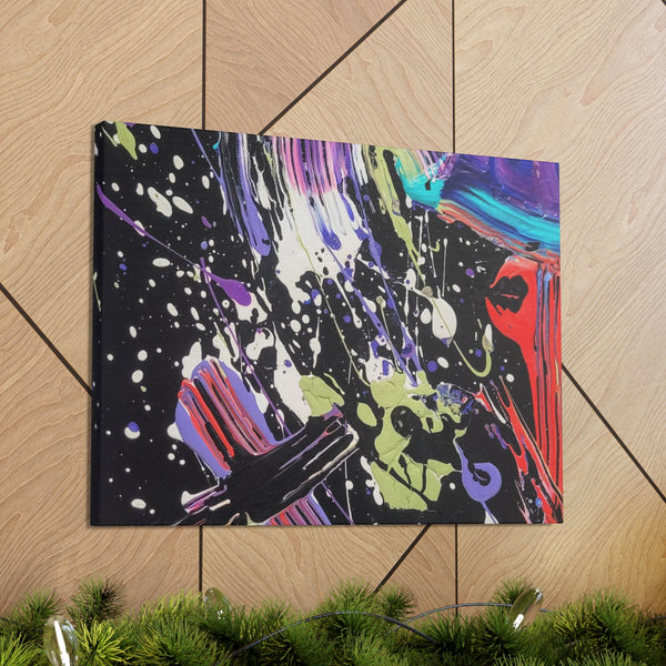 Abstract Art Deep Purple Swirl Astral Bold Color Power on Black Canvas Print