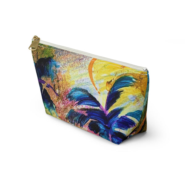 Make Up Bag Blue Palms Tropical Original Artwork DVL