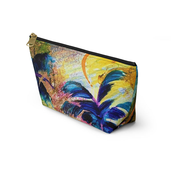 Make Up Bag Blue Palms Tropical Original Artwork DVL