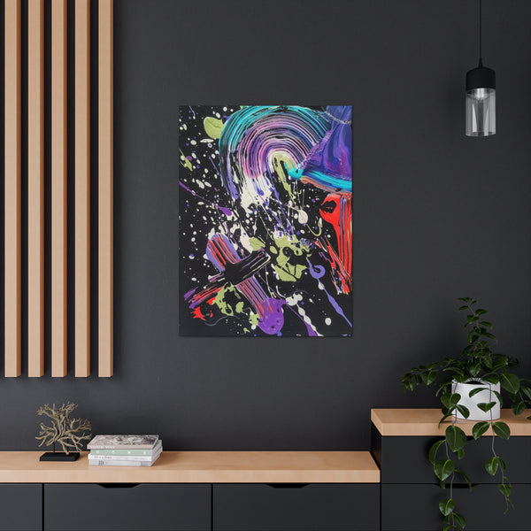 Abstract Art Deep Purple Swirl Astral Bold Color Power on Black Canvas Print