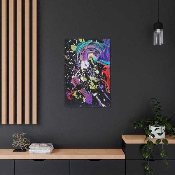 Abstract Art Deep Purple Swirl Astral Bold Color Power on Black Canvas Print