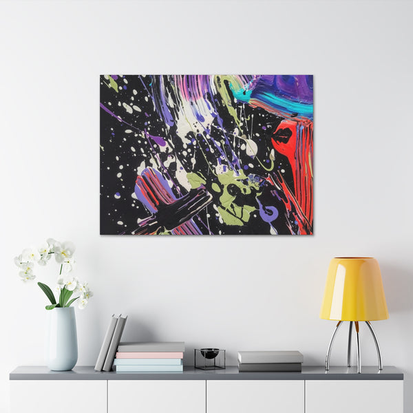 Abstract Art Deep Purple Swirl Astral Bold Color Power on Black Canvas Print