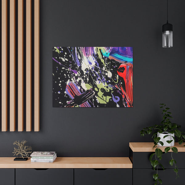 Abstract Art Deep Purple Swirl Astral Bold Color Power on Black Canvas Print