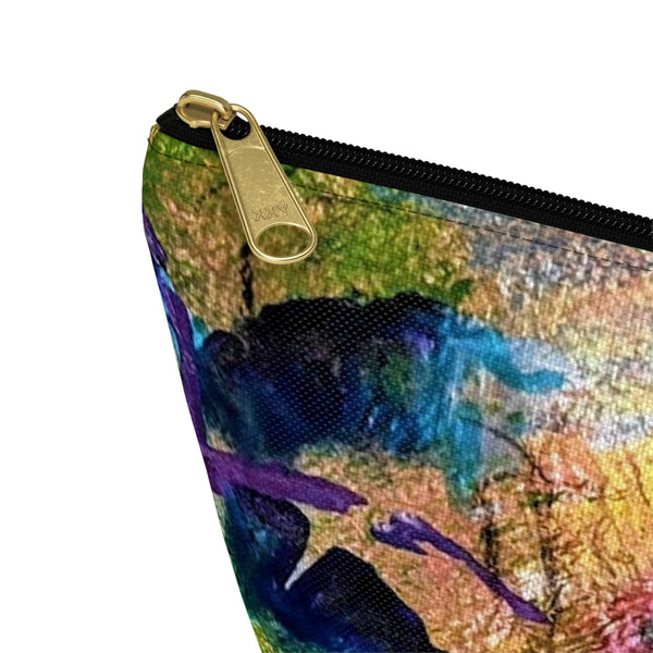 Make Up Bag Blue Palms Tropical Original Artwork DVL