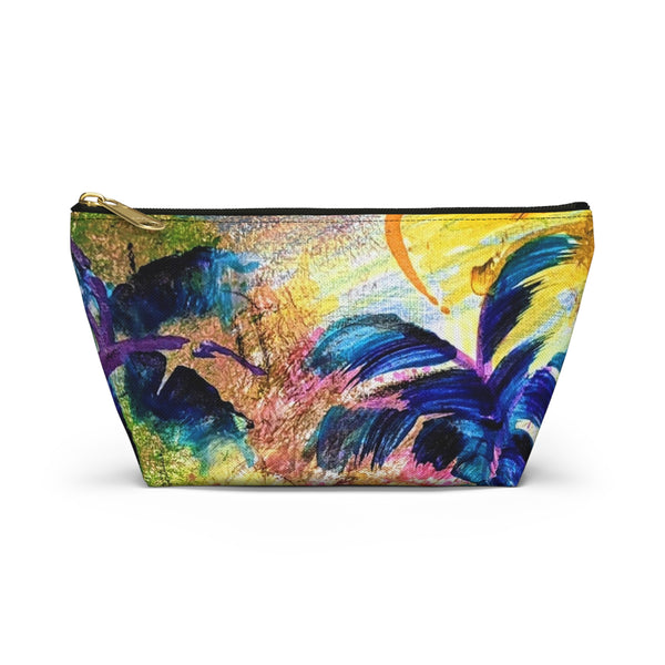Make Up Bag Blue Palms Tropical Original Artwork DVL