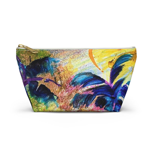 Make Up Bag Blue Palms Tropical Original Artwork DVL
