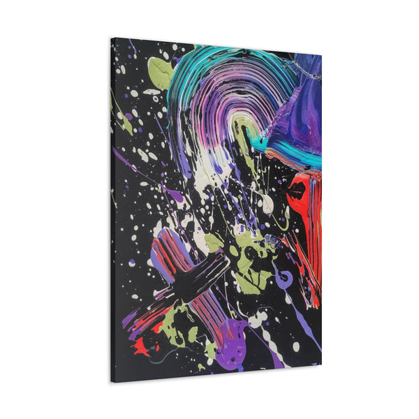 Abstract Art Deep Purple Swirl Astral Bold Color Power on Black Canvas Print