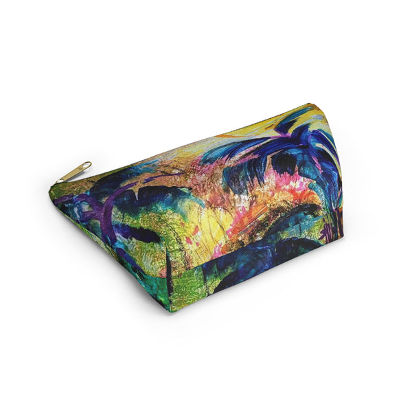 Make Up Bag Blue Palms Tropical Original Artwork DVL