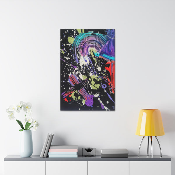 Abstract Art Deep Purple Swirl Astral Bold Color Power on Black Canvas Print