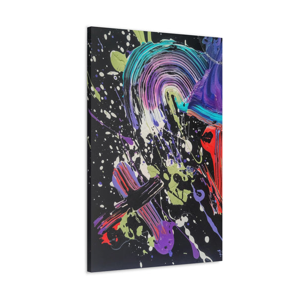 Abstract Art Deep Purple Swirl Astral Bold Color Power on Black Canvas Print