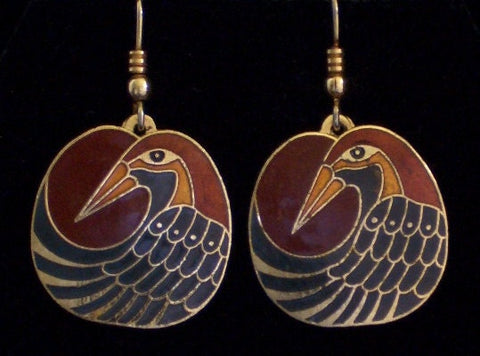 Bird Lover Jewelry Details Vintage  Lovely Inlaid Enamel on Gold Tone