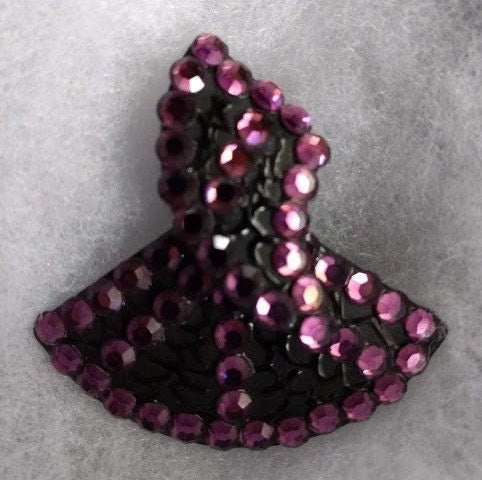 Rhinestone Purple Pizzazz Ear Art..!   Swinging Sparkle Black Base Post Earrings ...  Razzle & Dazzle