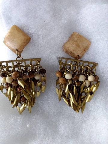 Bouncing Brass Ear Bobs..! Eighties Boho Elegance
