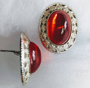 Big Beautiful Bold & Lightweight Faux Hammered Silver  Rhinestone Earwear...