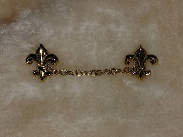 Fleur-de-lis Fabulous Vintage Double Pin & Chain  by" Ballou"