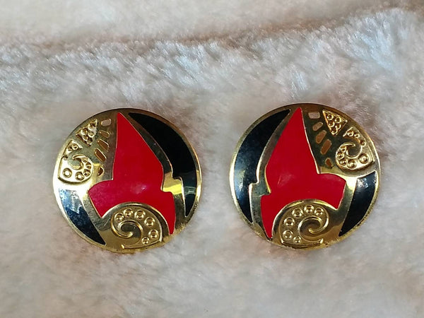 Berebi Classics Black Red Enamel on Gold... Light & Lovely look at the Incredible Eighties... Dial that Style