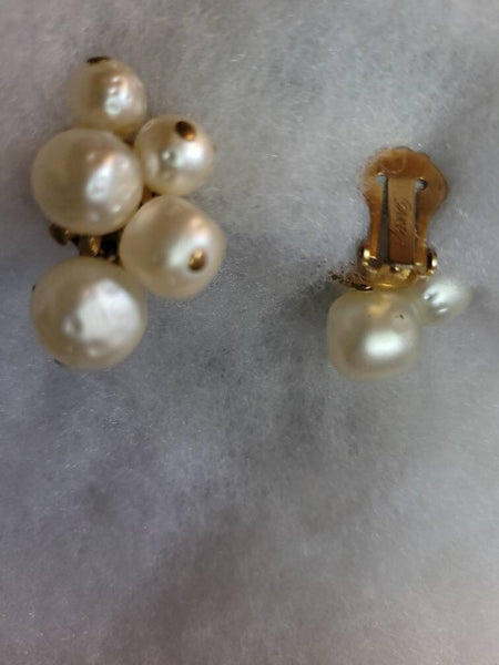 Hattie  Carnegie Faux Pearl Earrings  circa 50s