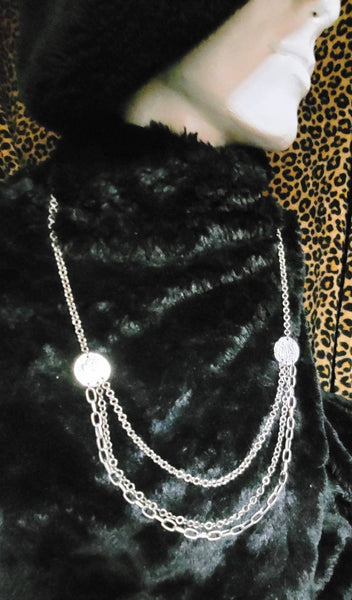 Designer J.Jill 3 Strand Silver Style 30 in Necklace Rocking 80s
