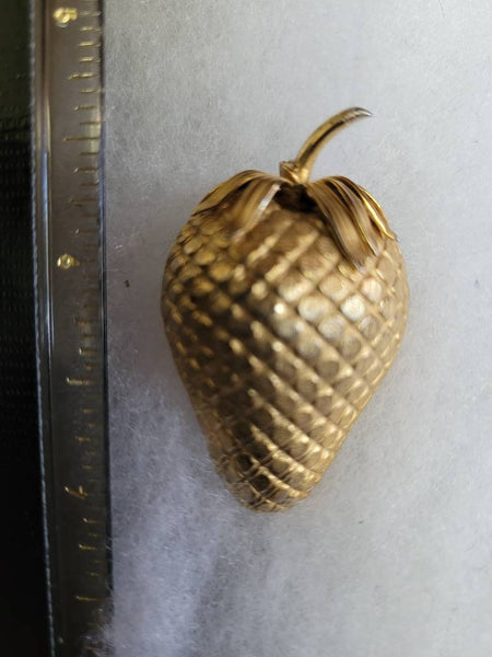 Sweet Golden Stawberry Pin by Vintage Designer  Giovanni