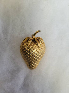 Sweet Golden Stawberry Pin by Vintage Designer  Giovanni