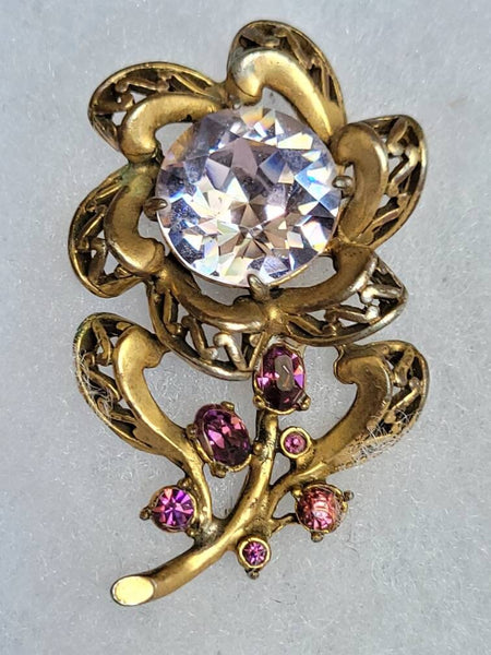 Vintage Amethysts on Copper Pin Stunning Hollycraft  Classic Signed 1952