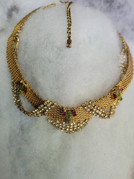 Hobe' Classic (SOLD) Rhinestones  & Mesh Choker 1940s
