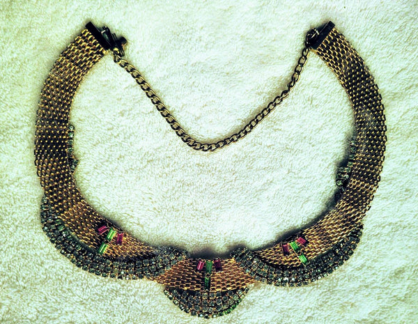 Hobe' Classic (SOLD) Rhinestones  & Mesh Choker 1940s