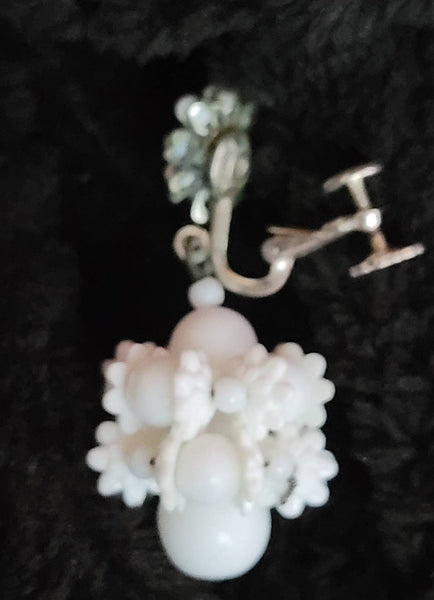 1930s Miriam Haskill White Earrings Handmade