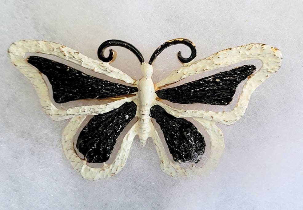 Vintage  Butterfly  Black & White by JJ Figural s