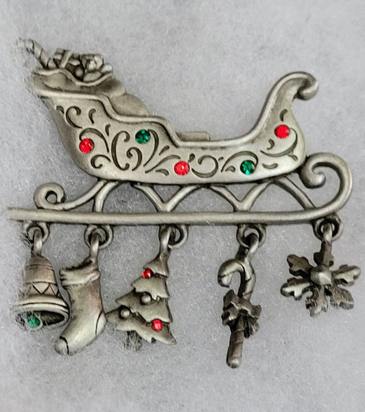 JJs Vintage circa 1980s Pewter Santa Sleigh
