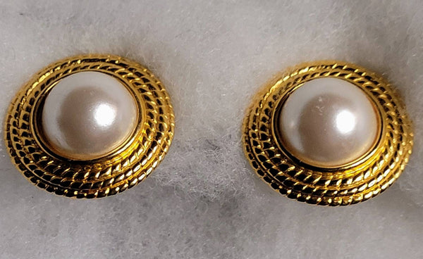 Pretty Golden Pearl Classic Clips by Ann Kline 70s 80s