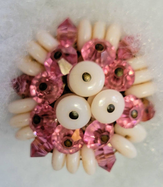 40s 50s Classics..! Milk Glass & Pink Crystal Earring Charmers