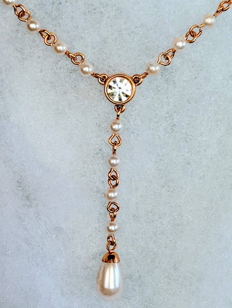 Monet Pretty Pearl & Rhinestone  Necklace