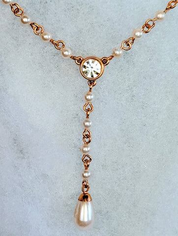 Monet Pretty Pearl & Rhinestone  Necklace