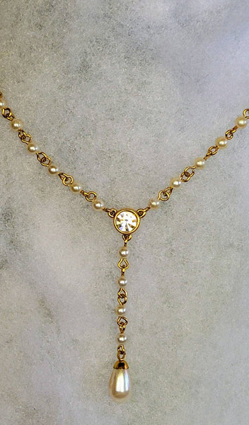 Monet Pretty Pearl & Rhinestone  Necklace