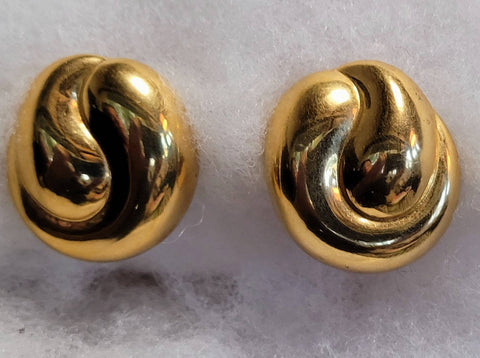 Monet Golden Vintage Swirl Clip Earrings