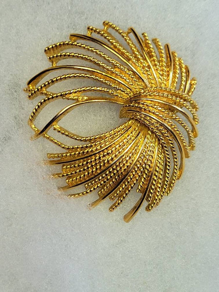 Classic "Monet" Design Golden Fireworks  Vintage Brooch...
