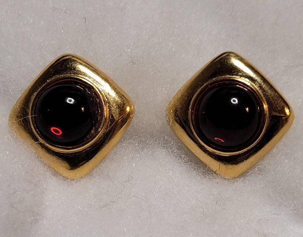 Monet Rich Red & Gold Vintage  Glamor Ear Candy