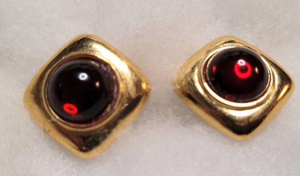 Monet Rich Red & Gold Vintage  Glamor Ear Candy